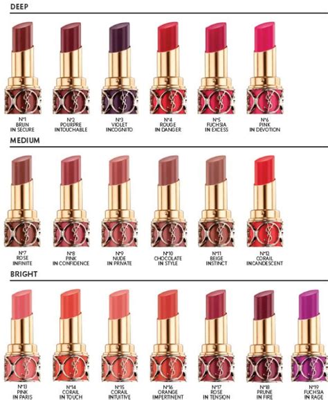 yves saint laurent limited lipstick|ysl lipstick color chart.